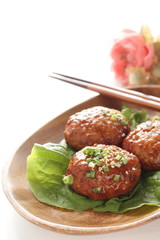 Homemade Japanese patty burger with sauce