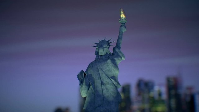 Statue of liberty, loopable 3d rendered cinematic 4k video
