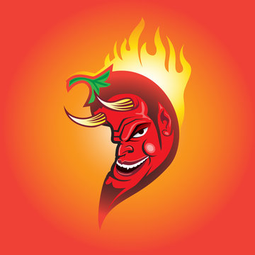 Red Hot Devil Chilli Pepper, mexican chilli vector illustration