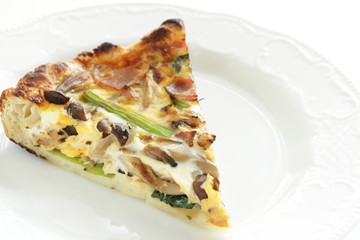 French food, Shimeji mushroom and spinach quiche
