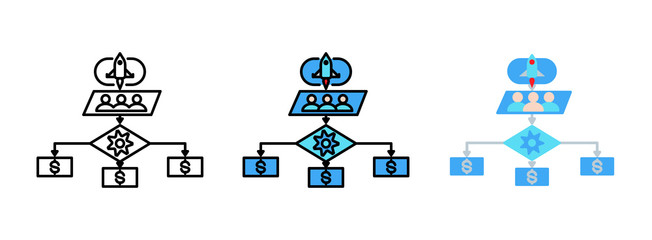 Business Strategy with personnel development icon set isolated on white background for web design