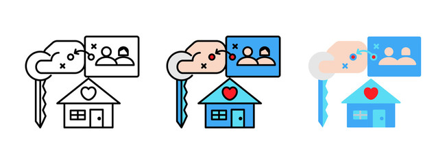 Business Strategy with house buying plan icon set isolated on white background for web design