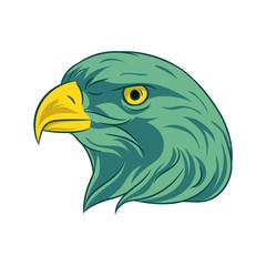 Green eagle head vector illustration