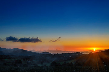 Sunset in the Andes mountains of Colombia