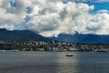 Beautiful cloudy summer day at the waterfront, Vancouver, BC, Canada