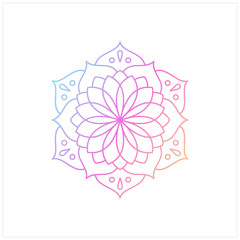 Round gradient mandala on white isolated background. Mandala vector logo illustration. Mandala with floral patterns. Yoga template