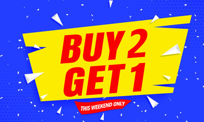 Fototapeta premium buy 2 get 1 free sale banner template blue