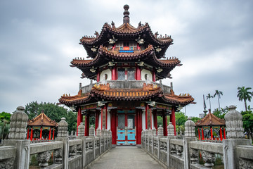 Traditional Taiwanese Temple Pagoda and Religious Complex in Taipei, Taiwan
