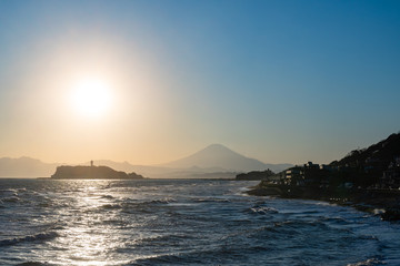 Fototapeta na wymiar 江ノ島と富士山