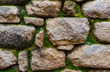 Moss covered stone wall