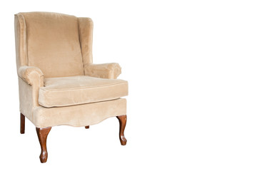 Fototapeta premium Chair from fabric and suede on a wooden foor.