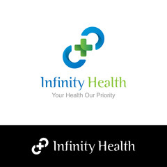 Infinity Health logo idea for hospital, clinic, and others healthcare company. Vector illustration