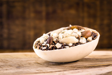 easter egg from brazil, filled with Brazil nuts and chocolate. The chestnut is known as 