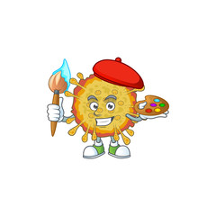 An artistic outbreaks coronavirus artist cartoon design using a brush