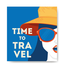 time travel poster with face woman vector illustration design