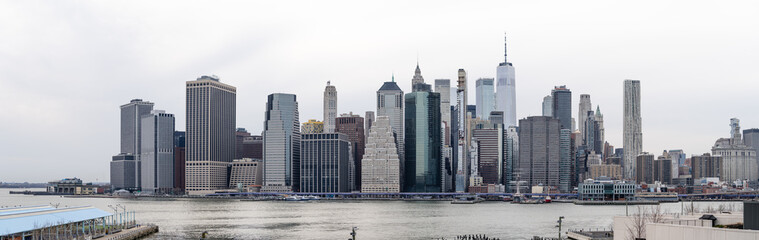 Panorama view of New York skyline. Financial district 