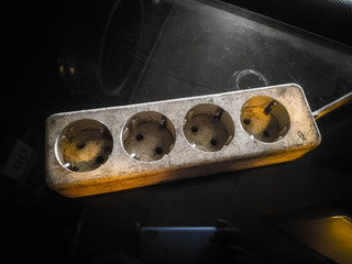  Dirty electrical plugs on the table
