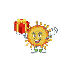 A mascot design style of outbreaks coronavirus showing crazy face