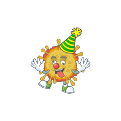 Cute and Funny Clown outbreaks coronavirus presented in cartoon character design concept