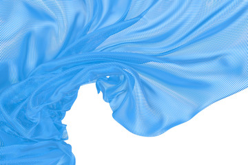Beautiful flowing colored particles. blue wavy shape made of small cubes. 3D rendering image.