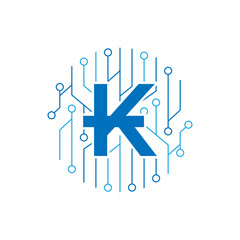 initial letter k logo e currency or cryptocurrency vector