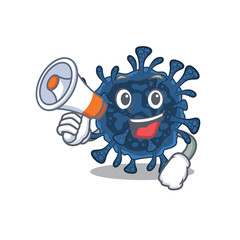 Naklejka premium An icon of decacovirus holding a megaphone