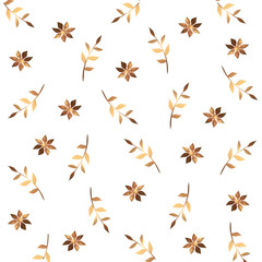 background of flowers and branches with leafs golden vector illustration design
