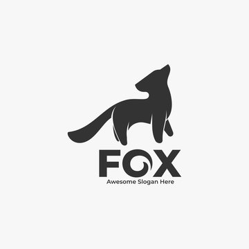 Vector Logo Illustration Fox Silhouette Style.
