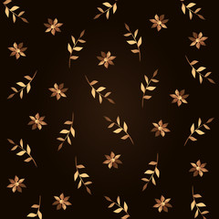 background of flowers and branches with leafs golden vector illustration design