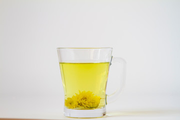 Chrysanthemum tea in glass cup