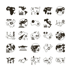 bundle of covid 19 designs, line style icon vector illustration design