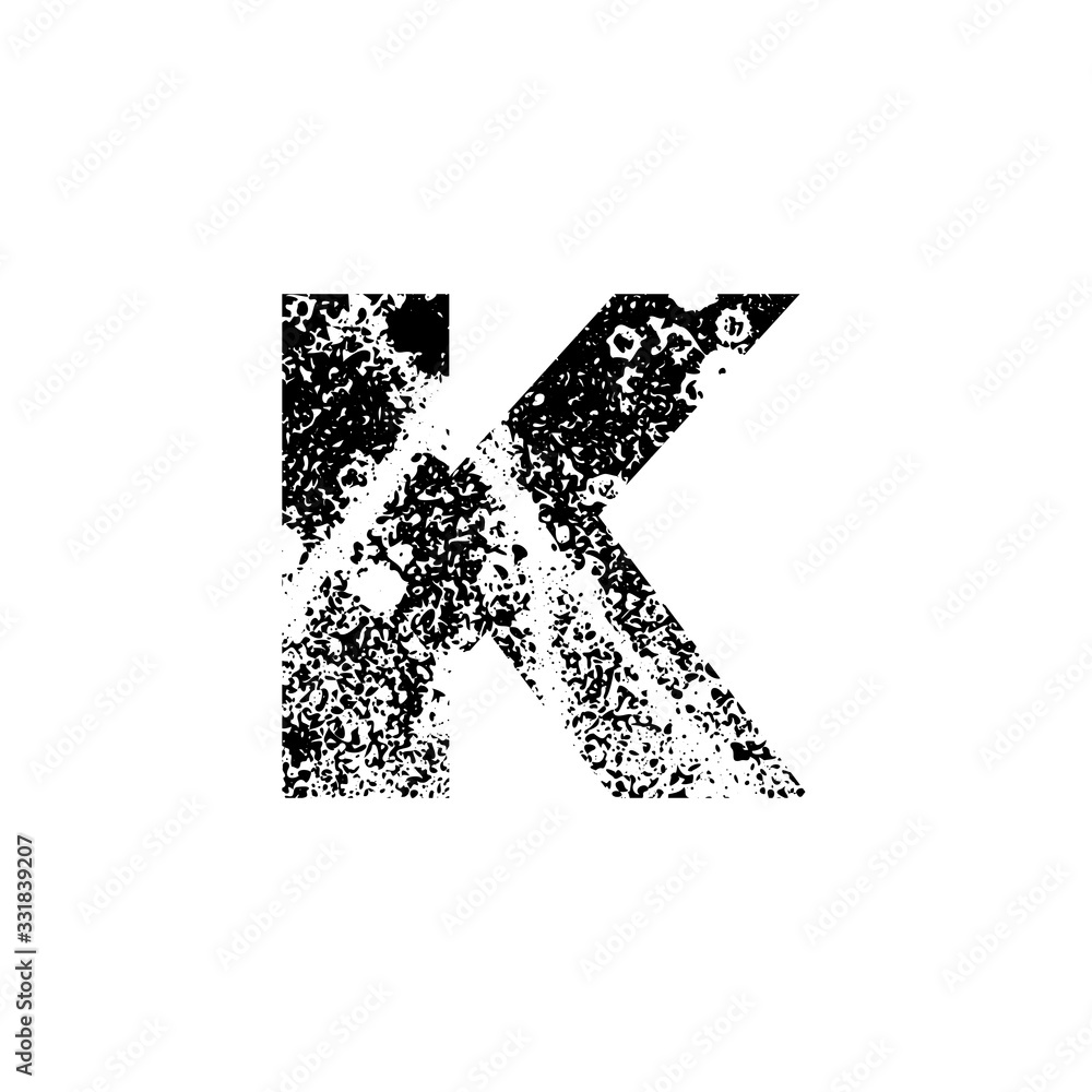 Fototapete painted letter k. grunge alphabet font. abstract handmade sans serif typeface. distress textured abc