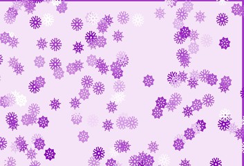 Light Purple vector texture with colored snowflakes.