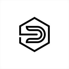 Letter D icon abstract line art logo design modern minimalist