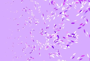 Light Purple, Pink vector doodle template with leaves.
