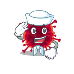Cute pedacovirus Sailor cartoon character wearing white hat