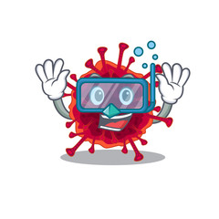 A cartoon picture featuring pedacovirus wearing Diving glasses