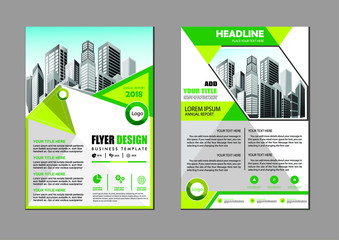 Brochure design, cover modern layout, annual report, poster, flyer in A4 with colorful triangles, geometric shapes for tech, science, market with light background