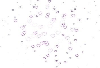 Light Purple vector background with hearts.