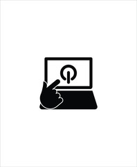 laptop with power button flat icon,vector best flat design icon.