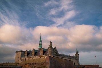Fototapeta na wymiar Kronborg Castle in Helsingor, Denmark was immortalized as Elsinore in William Shakespeare's play Hamlet
