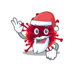 Pedacovirus in Santa cartoon character design showing ok finger