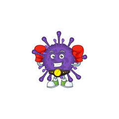 A sporty boxing of coronavirinae mascot design style