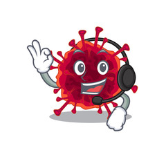 Charming pedacovirus cartoon character design wearing headphone