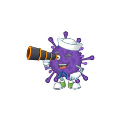 Coronavirinae in Sailor cartoon character design with binocular