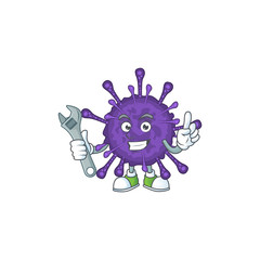 Cartoon mascot design concept of coronavirinae mechanic