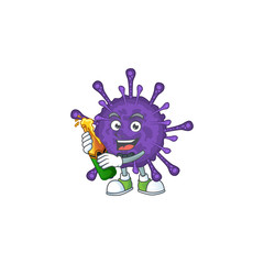 mascot cartoon design of coronavirinae with bottle of beer