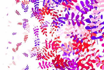 Light Pink, Yellow vector doodle pattern with leaves.