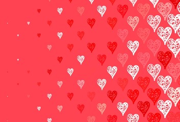 Light Red vector backdrop with sweet hearts.