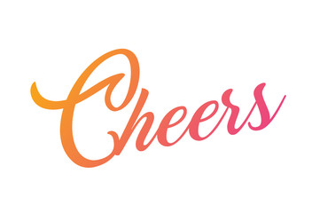 Gradient orange, pink isolated elegant hand writing alphabet letter word CHEERS